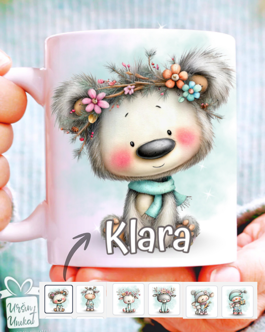 SKODELICA/JEKLENA STEKLENIČKA OZ FLAŠKA - “Pravljični ” več otroških motivov