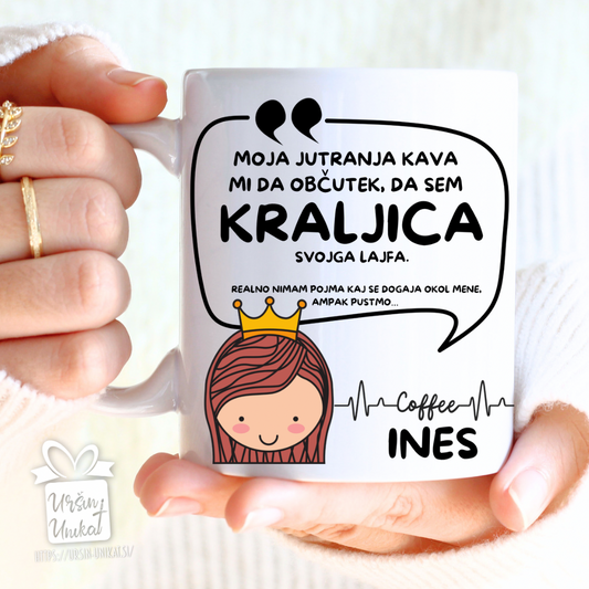 SKODELICA + KAVA:  "Prva kava in kraljica": smešno darilo