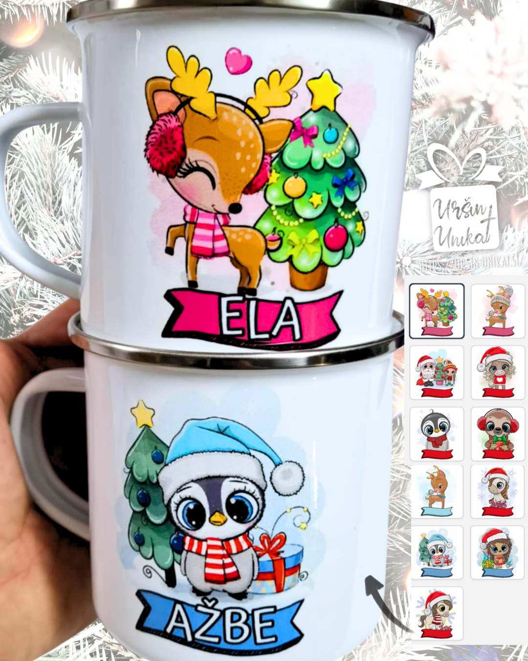 SKODELICA/JEKLENA STEKLENIČKA OZ FLAŠKA FLAŠKA - OTROŠKI BOŽIČNI MOTIVI - oglej si več možnosti