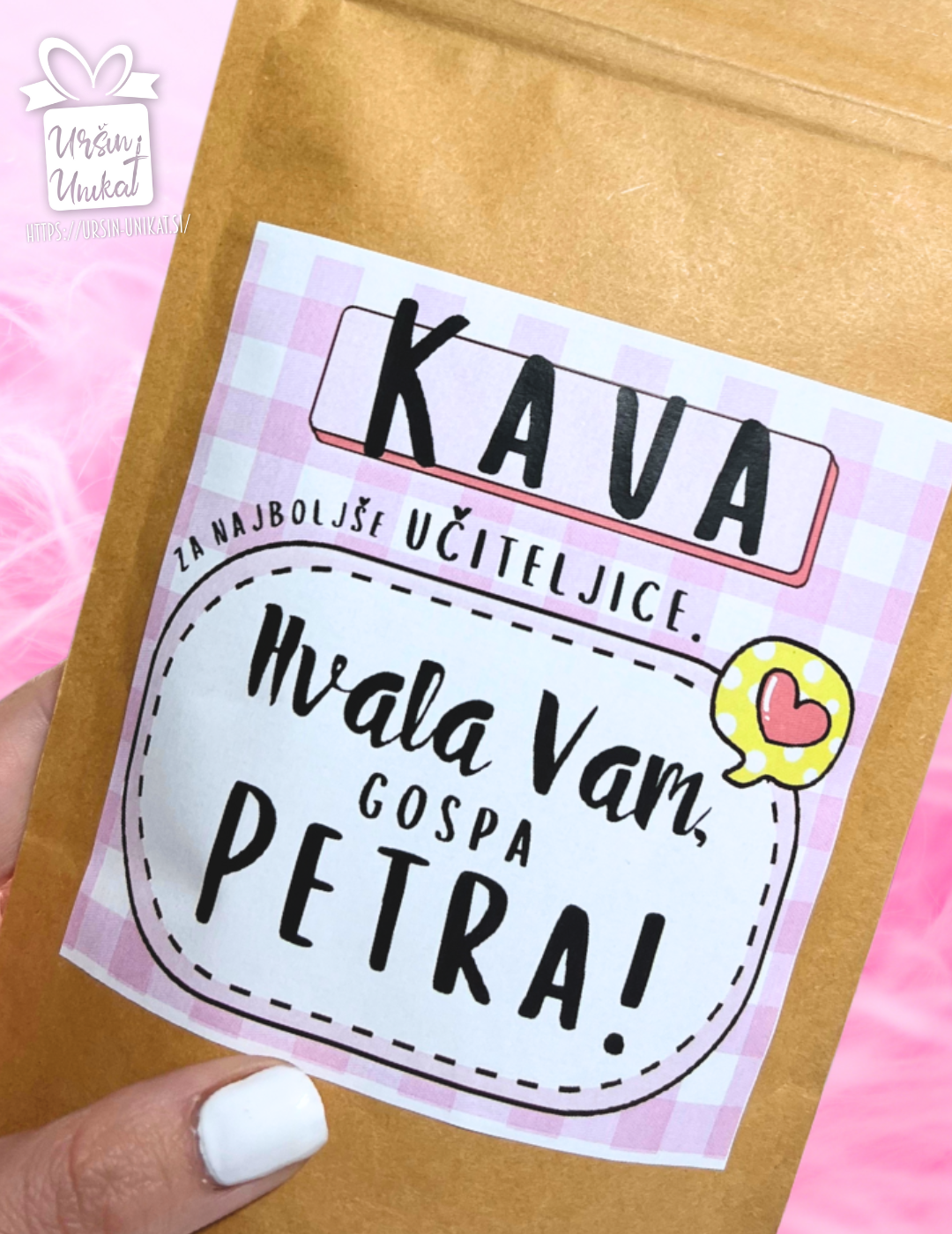 Personalizirana kava z imenom vzgojiteljice/učiteljice (DARILO)
