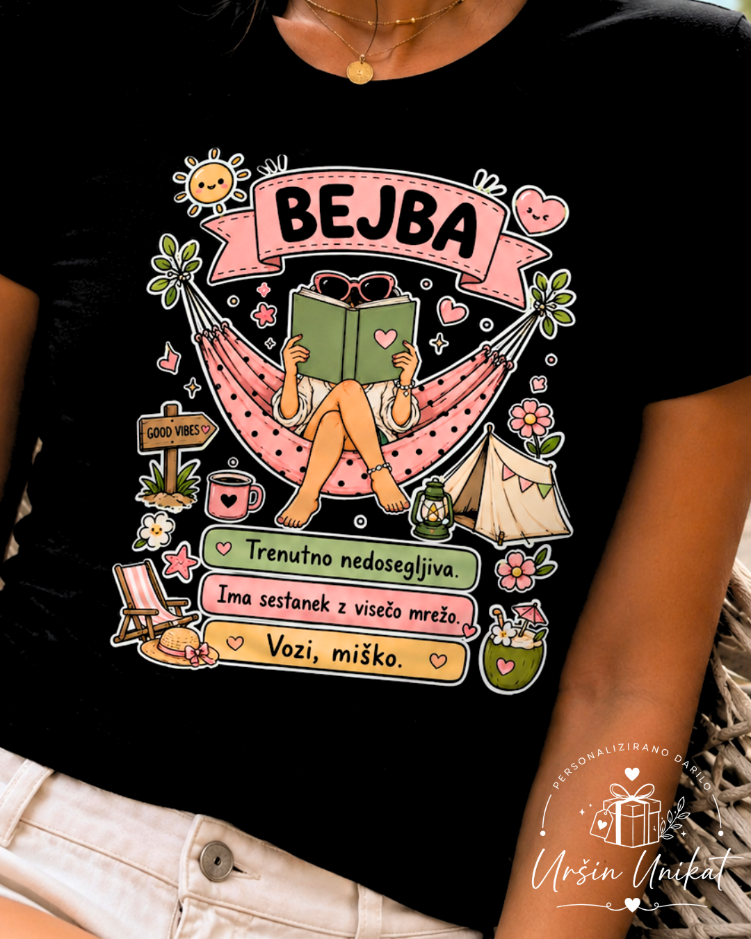 Majica ali hoodie - “Bejba!”  Viseča mreža - vozi, miško.