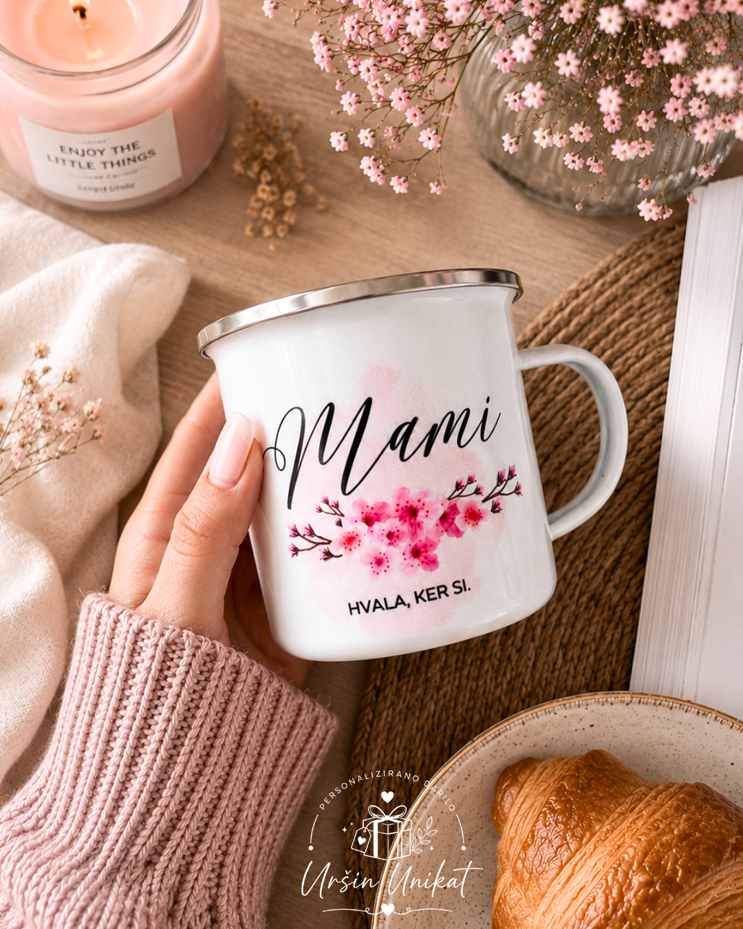 Emajlirana skodelica "Mami, hvala, ker si”