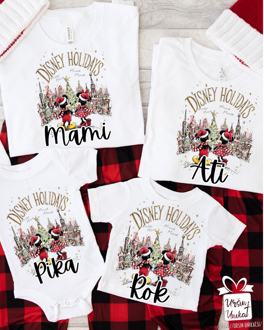 Bombažna matchy majica - BOŽIČNA Mickey&Minnie - ZA VSO DRUŽINO