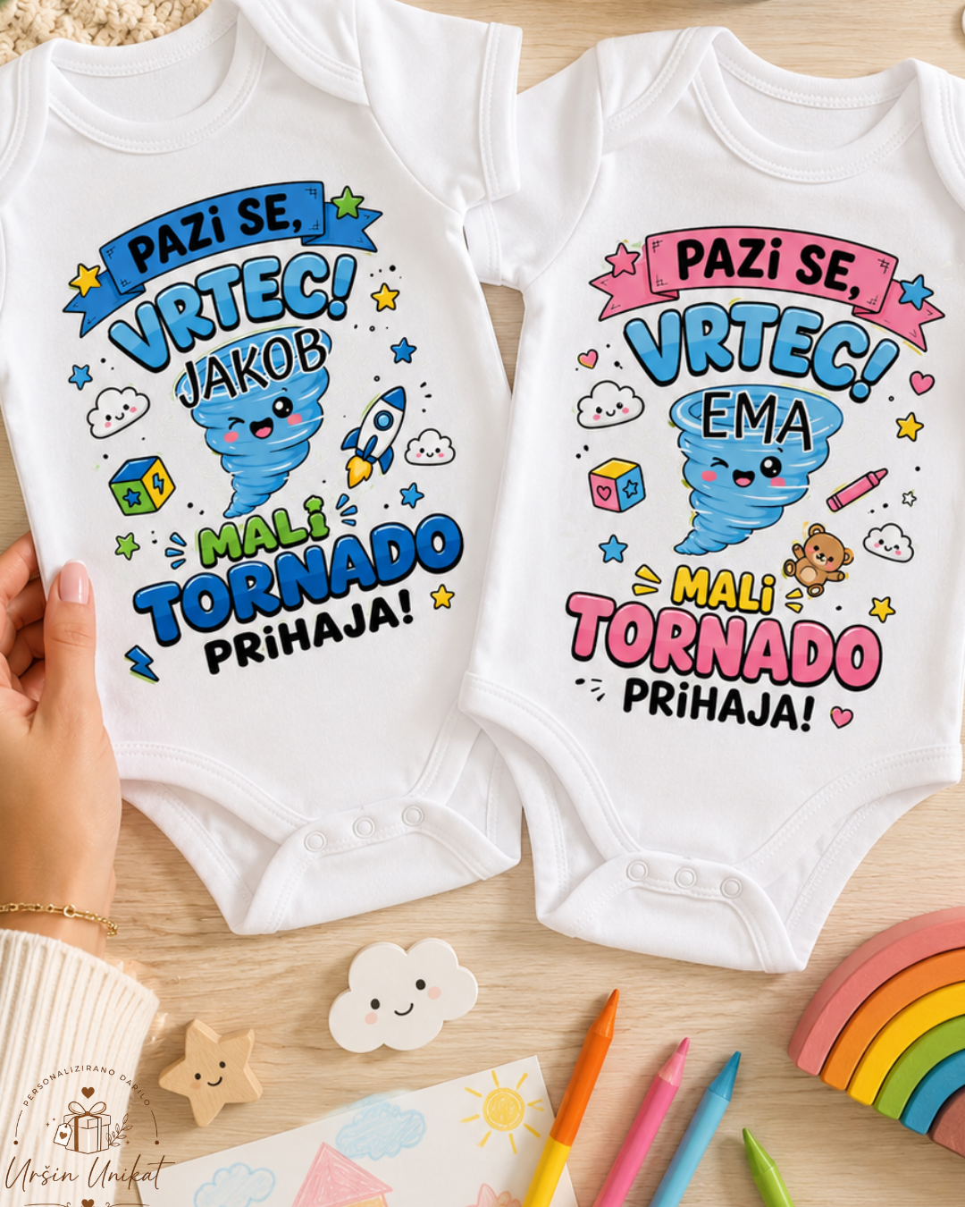 Otroški bodi ali majčka - Pazi se, vrtec! Mali tornado prihaja!