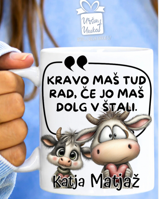 Skodelica/flaška - Kravo maš tud rad - smešno darilo za valentinovo