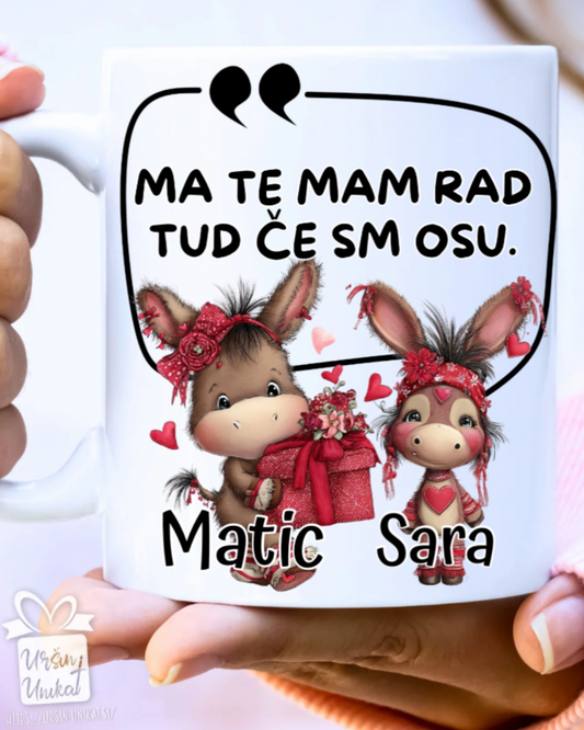 Skodelica/flaška - “Ma te mam rad - osu” - smešno darilo za Valentinovo