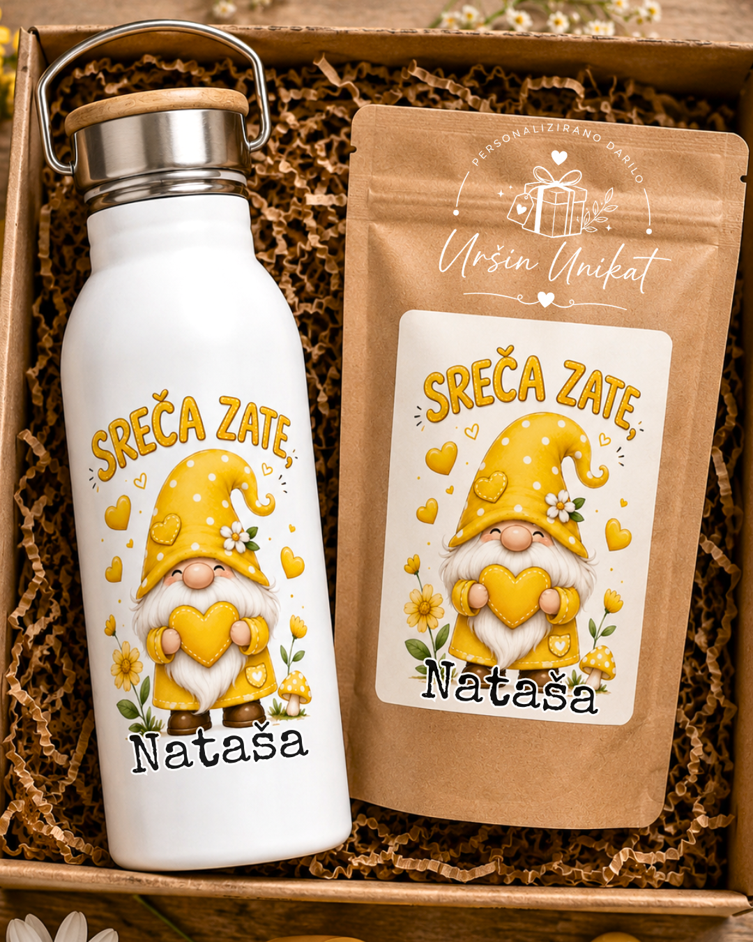 Darilni komplet - Sreča zate - gnome - škratki