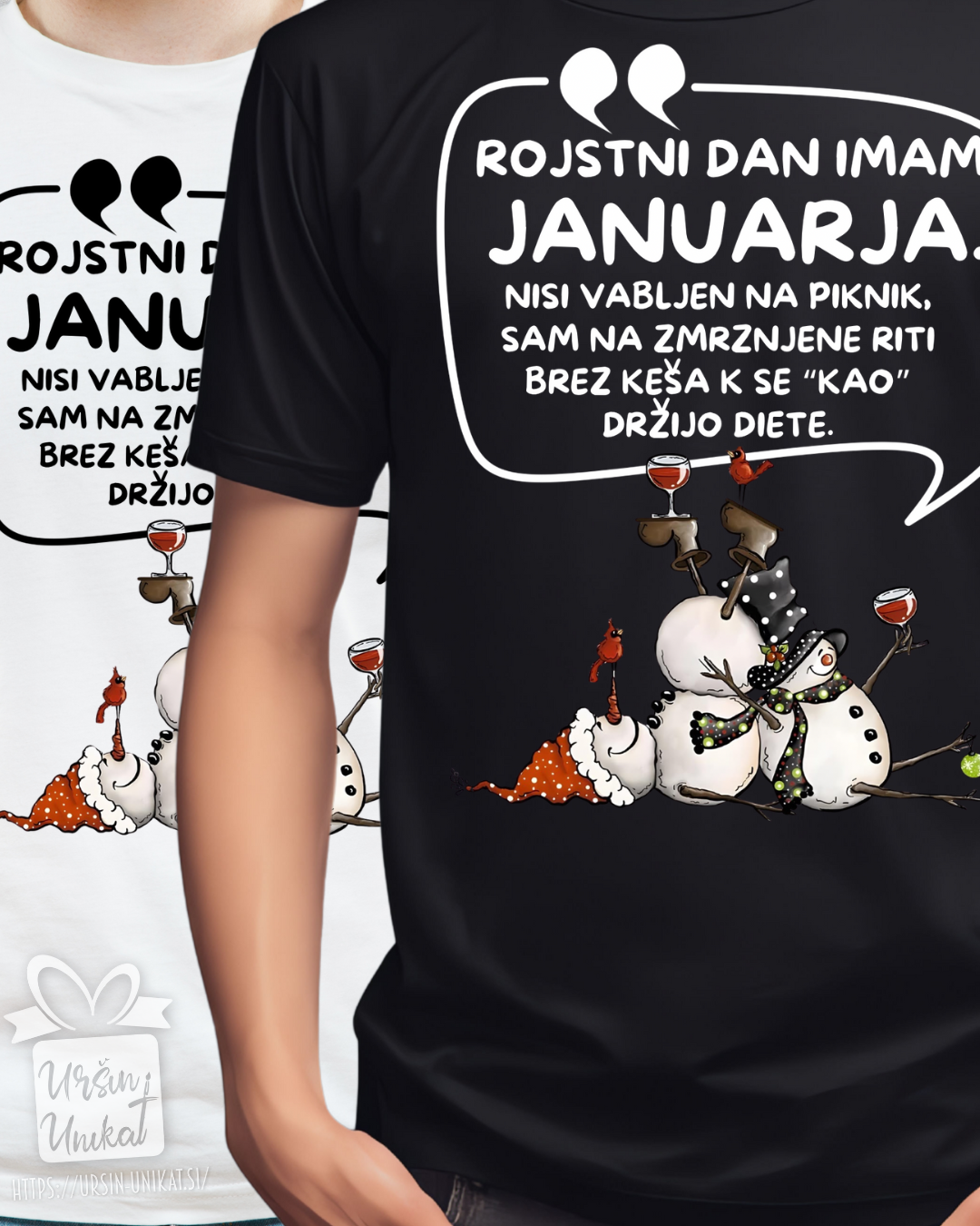 Majica ali hoodie - ROJSTNI DAN SNEŽAKI JANUARJA- smešno darilo za rojstni dan