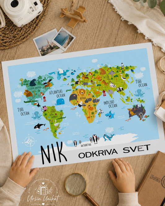 OTROŠKI PLAKAT "ZEMLJEVID SVETA" - VEČ MOŽNOSTI