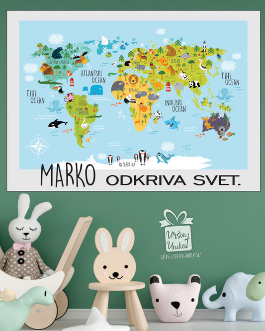 OTROŠKI PLAKAT "ZEMLJEVID SVETA" - VEČ MOŽNOSTI
