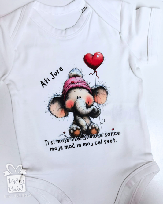 Otroški bodi “Ti si moj cel svet” personalizirano darilo za valentinovo