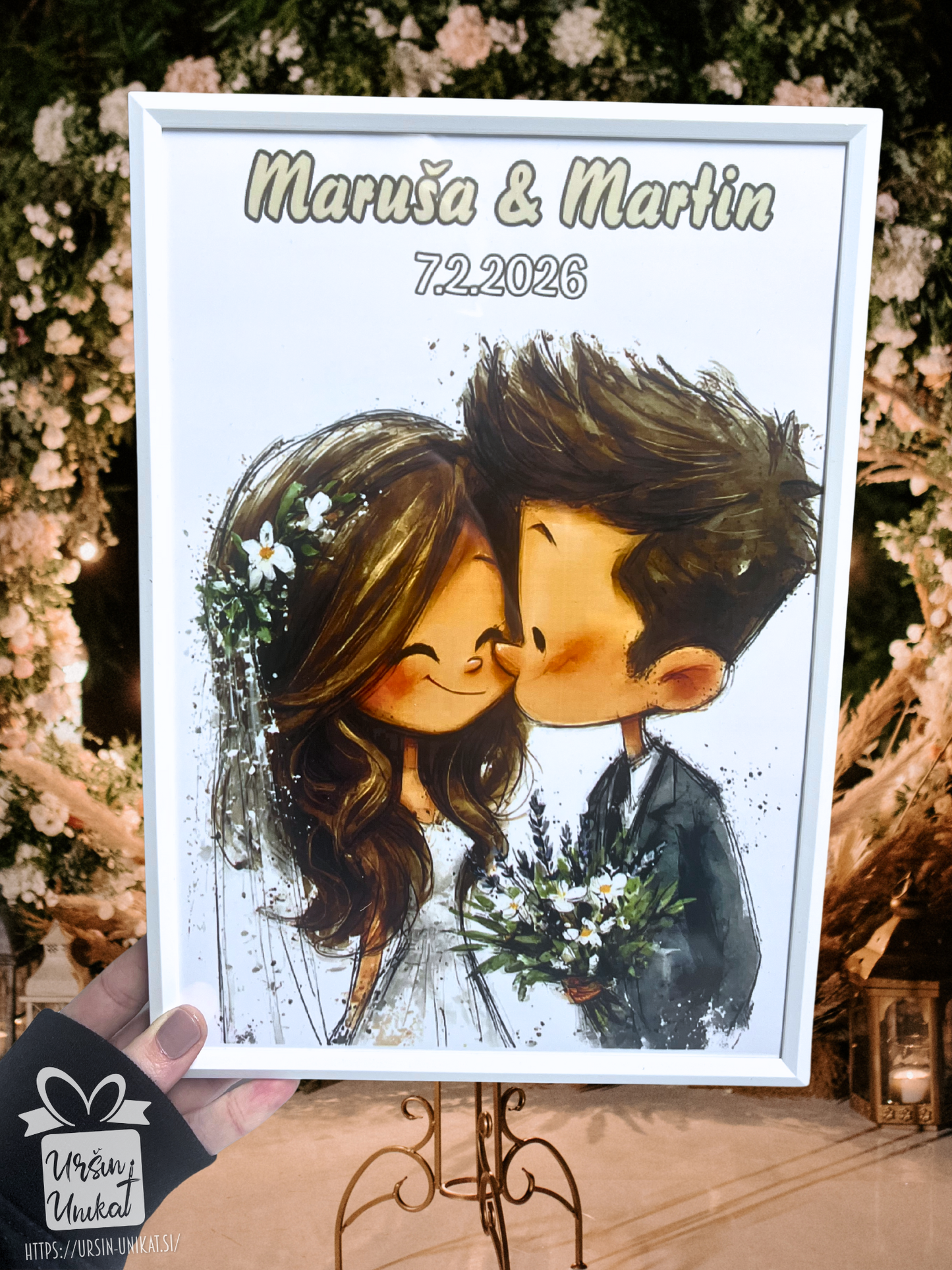 Stenska grafika z napisom & ilustracijo po želji- POROČNO DARILO ali DARILO ZA VALENTINOVO/OBLETNICO - z napisom po želji