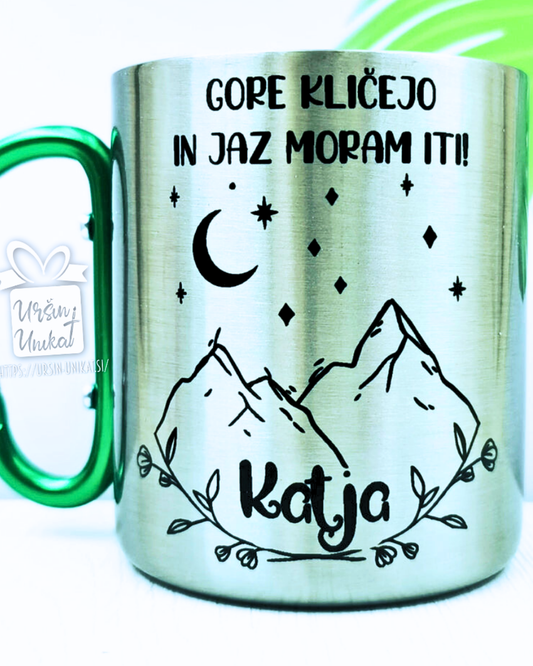 Lonček s karabinom "GORE KLIČEJO IN JAZ MORAM ITI"