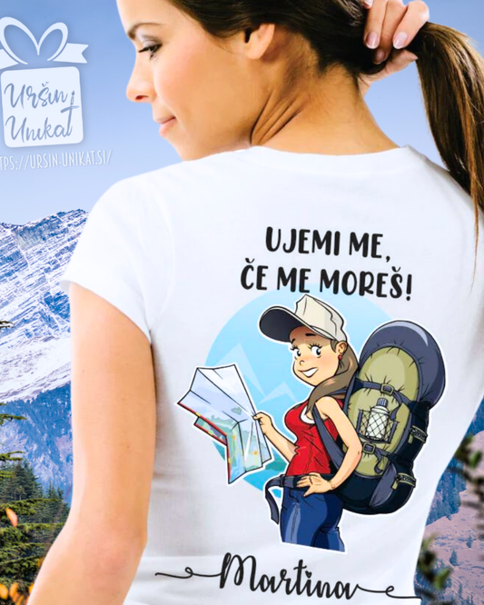 ŽENSKA ŠPORTNA POLIESTER MAJICA "Ujemi me, če me moreš"