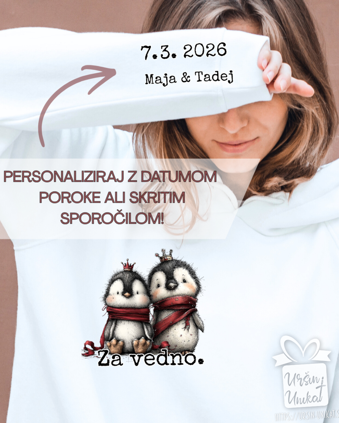 Poročni Hoodie/pulover "Za vedno" - poročno darilo - darilo za poroko