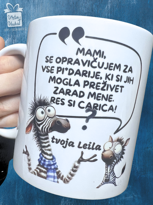 Emajlirana ali keramična skodelica "Mami - Pi-darije˝ - DARILO za materinski dan