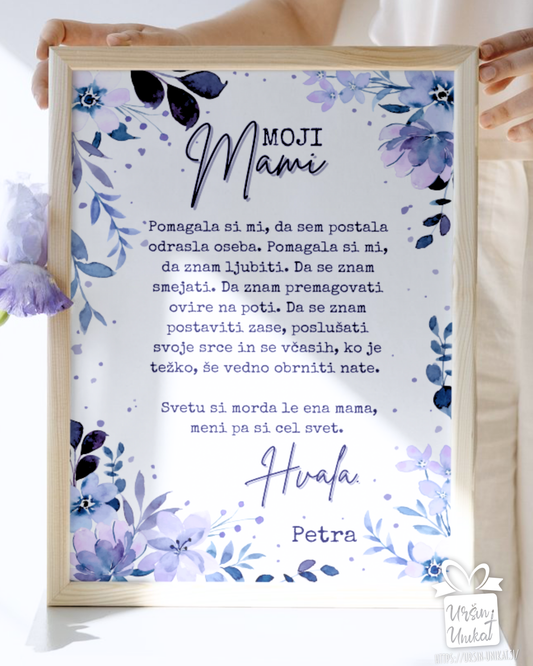 Stenska grafika “Zahvala mami” - darilo za materinski dan