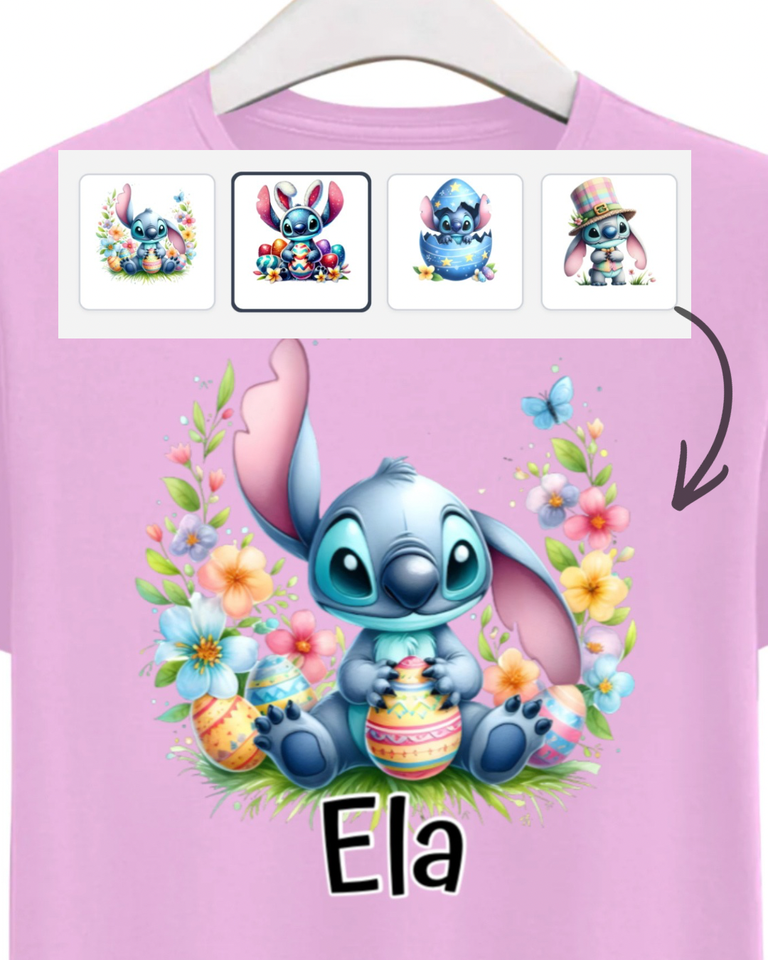 Otroška majica Stich -  Velika noč - ŽVERCA s pirhi