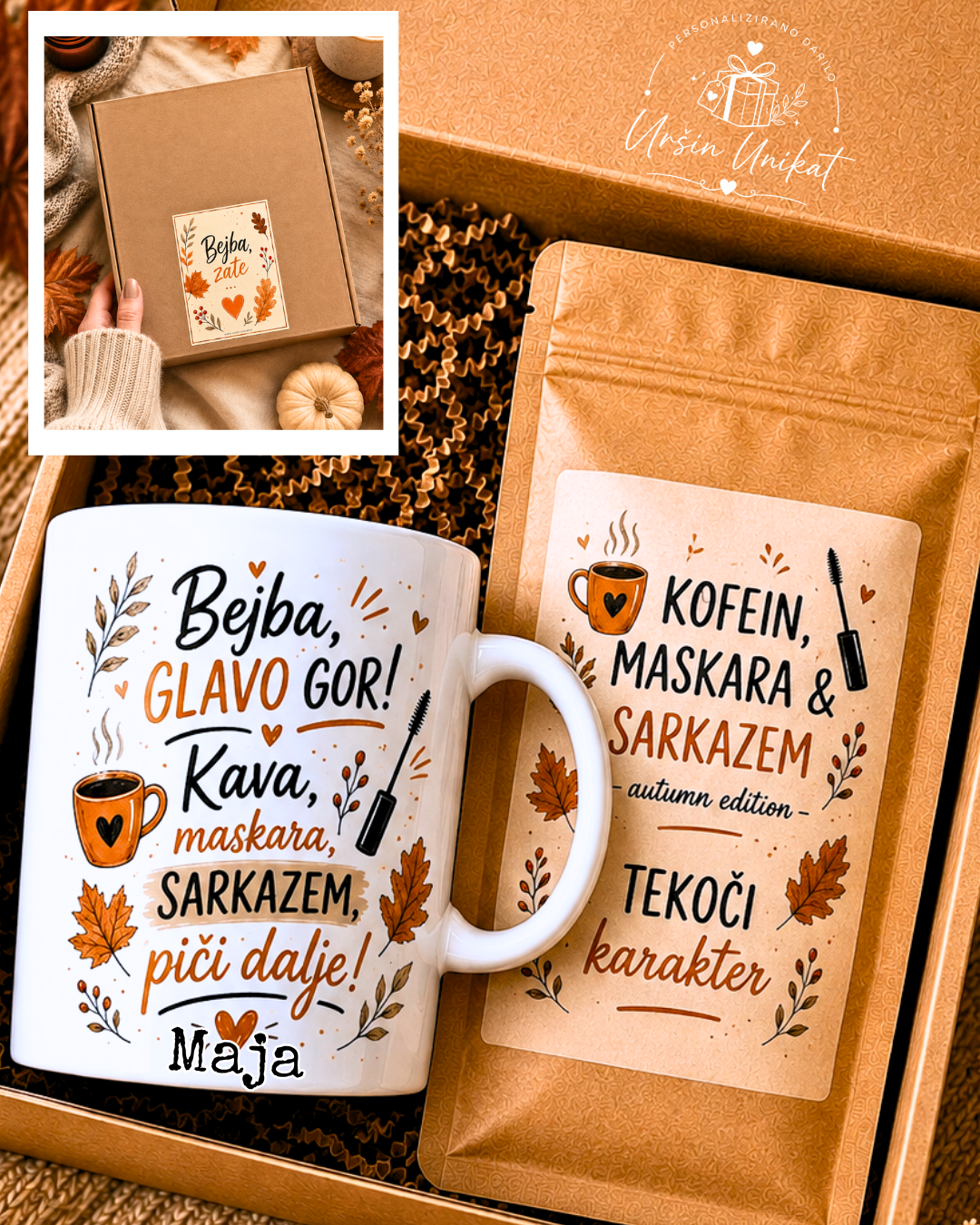 Darilni komplet - “Bejba - maskara” - jesensko darilo za prijateljico