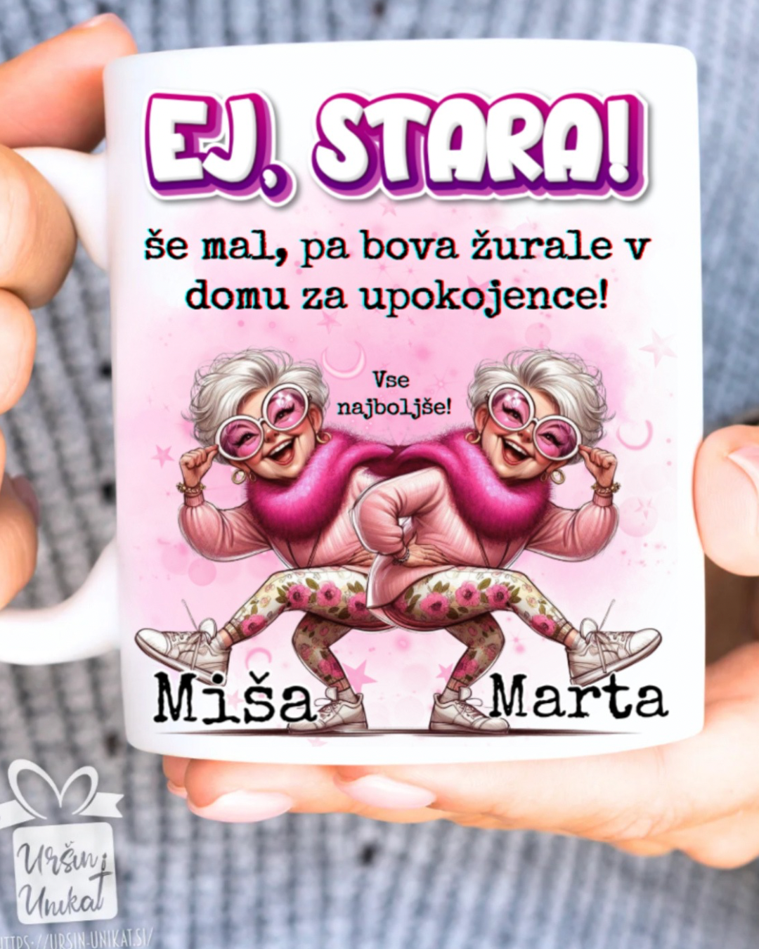 Skodelica/flaška “Ej, stara!” - darilo za rojstni dan - darilo za prijateljico