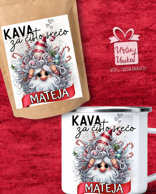 Darilni komplet: “Kava za čisto srečo” - Božično darilo (kava + skodelica)