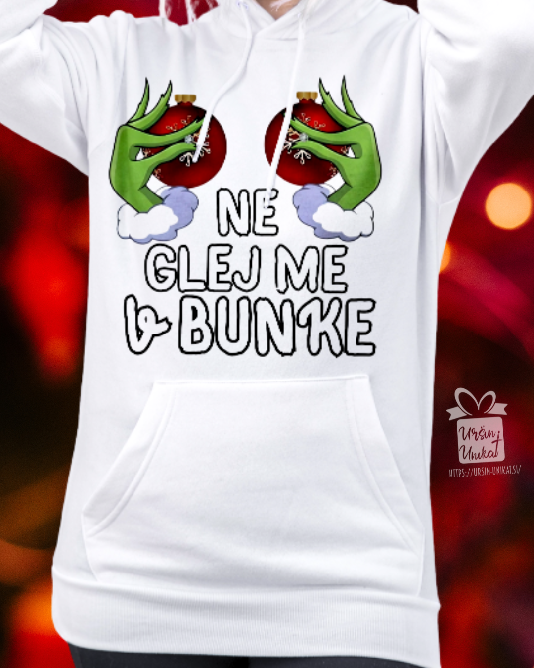 Grinch ženski HOODIE - BUNKE - Smešno Božično darilo