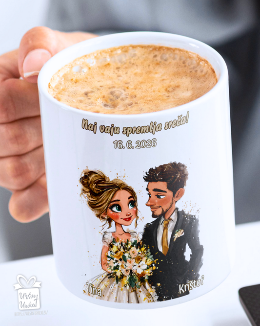 Skodelica/flaška - POROČNO DARILO ali DARILO ZA VALENTINOVO/OBLETNICO - z napisom po želji