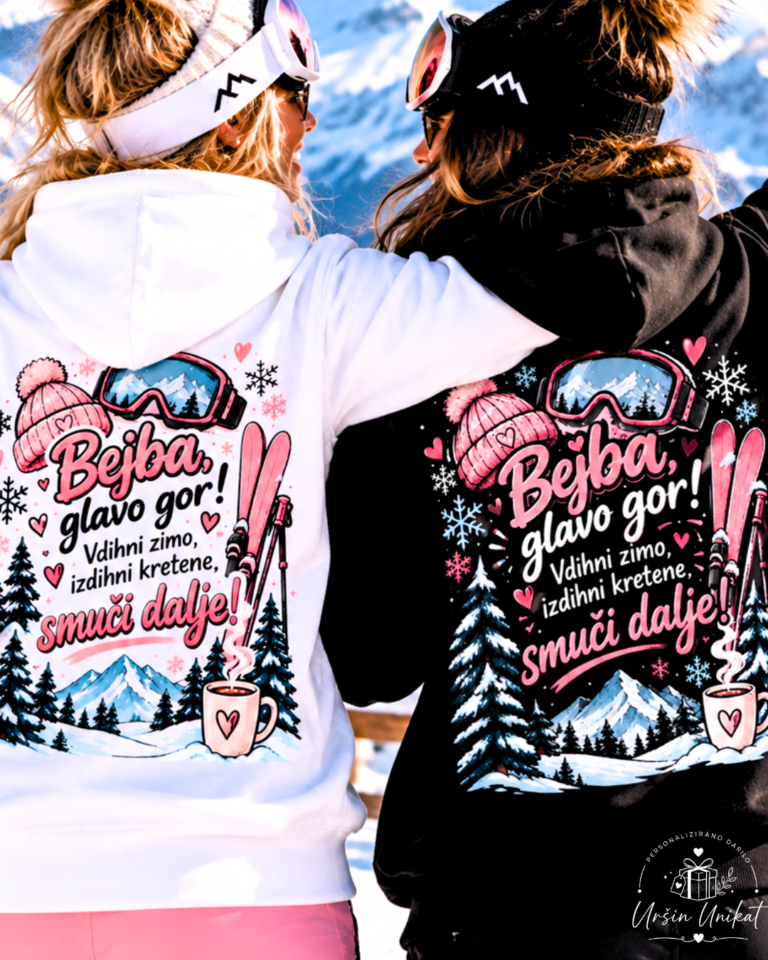 Majčka/hoodie “Bejba” - smuči dalje | Uršin unikat