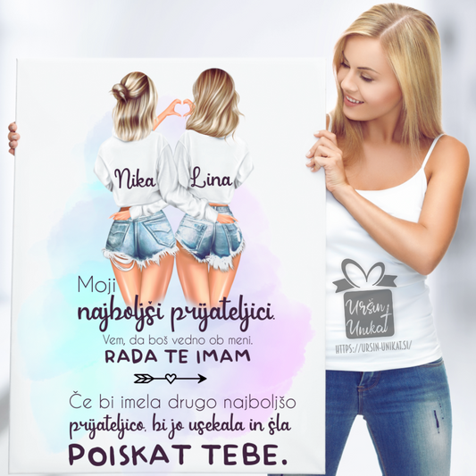 STENSKA GRAFIKA "Moji najboljši prijateljici" - šaljiva