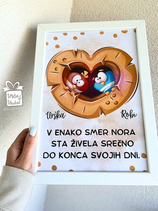 STENSKA GRAFIKA - "Srečno do konca svojih dni” - poročno darilo