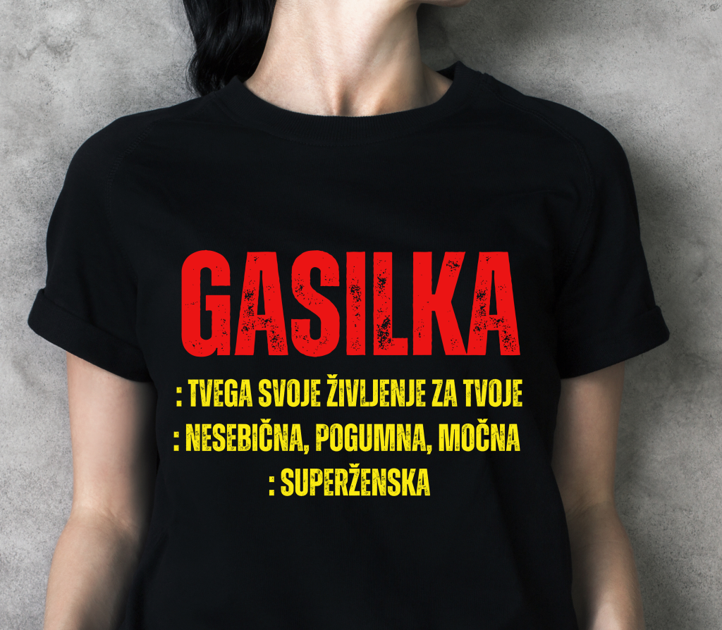 Bombažna majica "GASILEC, GASILKA" (črna majica)