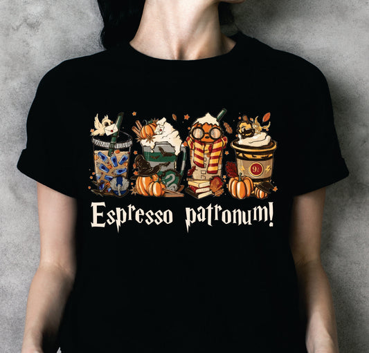 Bombažna majica "Harry Potter” - Espresso patronum(črna majica)