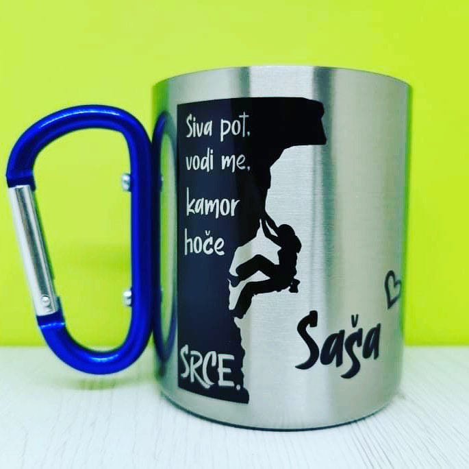 LONČEK S KARABINOM  "PLEZALKA -SIVA POT"