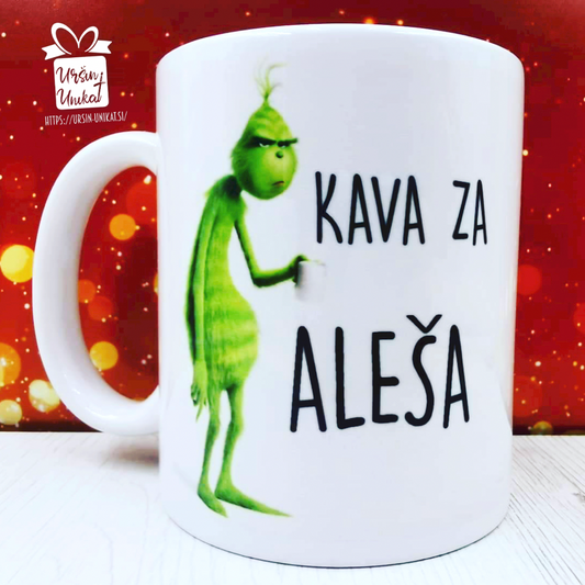 Keramična ali emajlirana skodelica "GRINCH - KAVA ZA …”