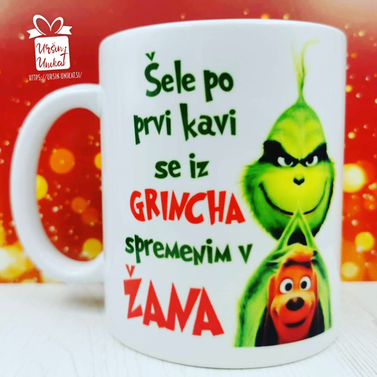 Keramična skodelica GRINCH "Šele po prvi kavi"