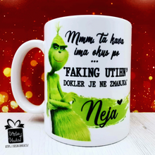 Naložite sliko v pregledovalnik galerije, Keramična ali emajlirana skodelica &quot;GRINCH - TA KAVA IMA OKUS PO&quot;
